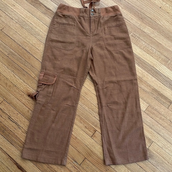Soft surroundings Wide Leg Linen Cargo Pants Caramel - Picture 3 of 12
